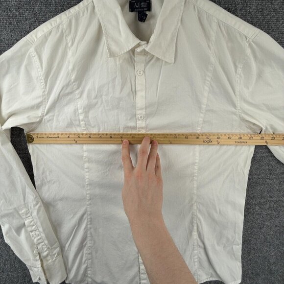 Armani Jeans 2XL Fitted White Button Up Shirt Long Sleeve Cotton Blend Stretch * - Picture 4 of 16